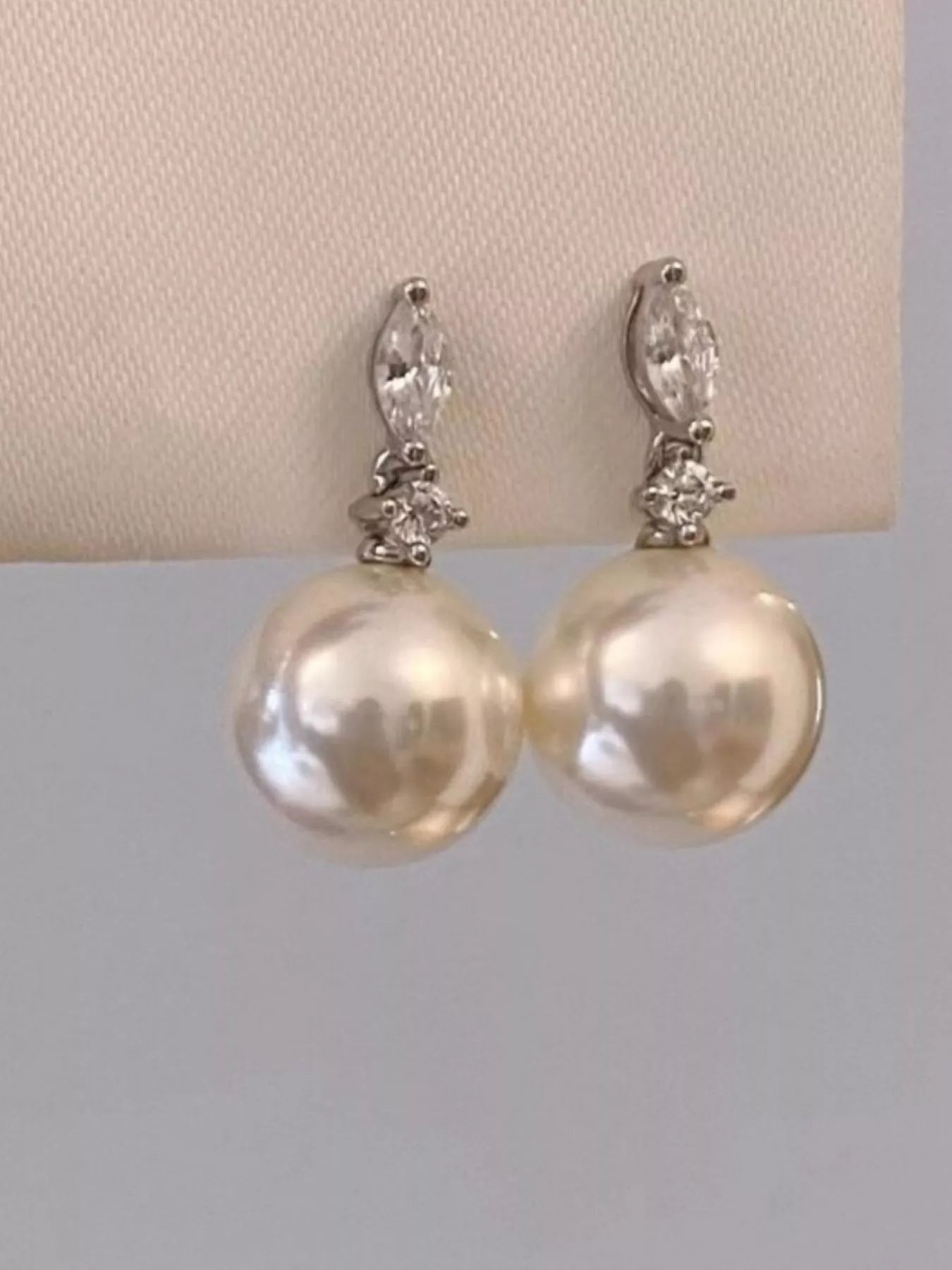 Trendsi Zircon Pearl Drop Earrings -