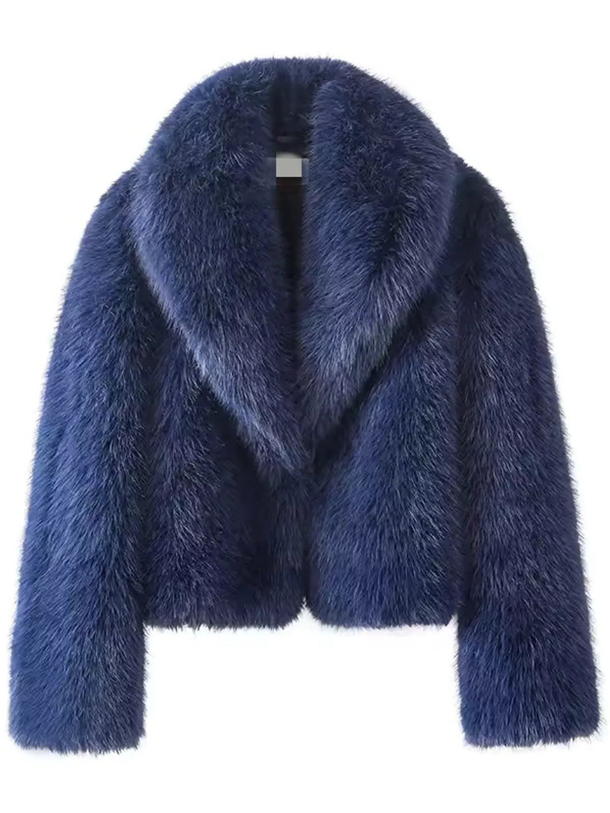 Faux Fur Cropped Coat in blue