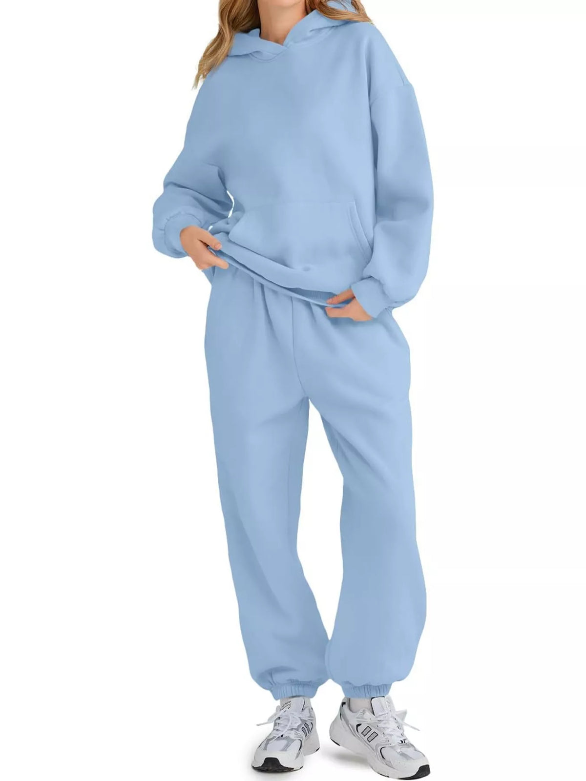 Kangaroo Pocket Hoodie and Joggers Set — front view