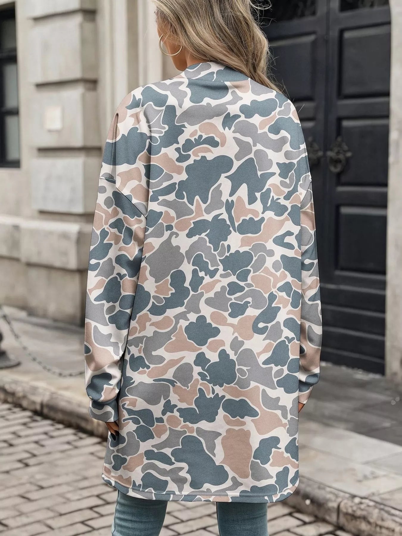 Trendsi Printed Open Front Cardigan -