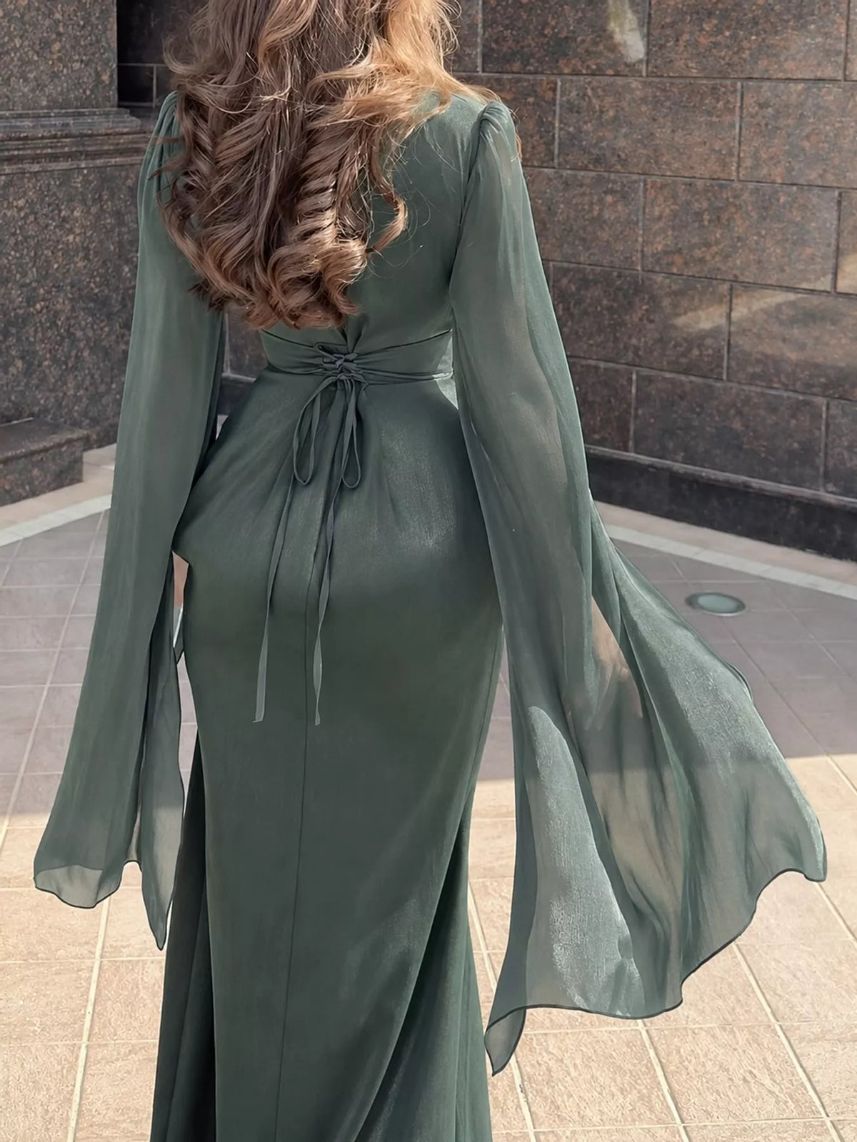 Round Neck Maxi Dress — back view