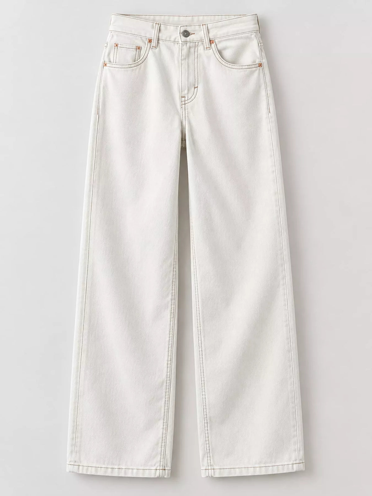 Wide-Leg Vintage Wash Jeans in white, front view