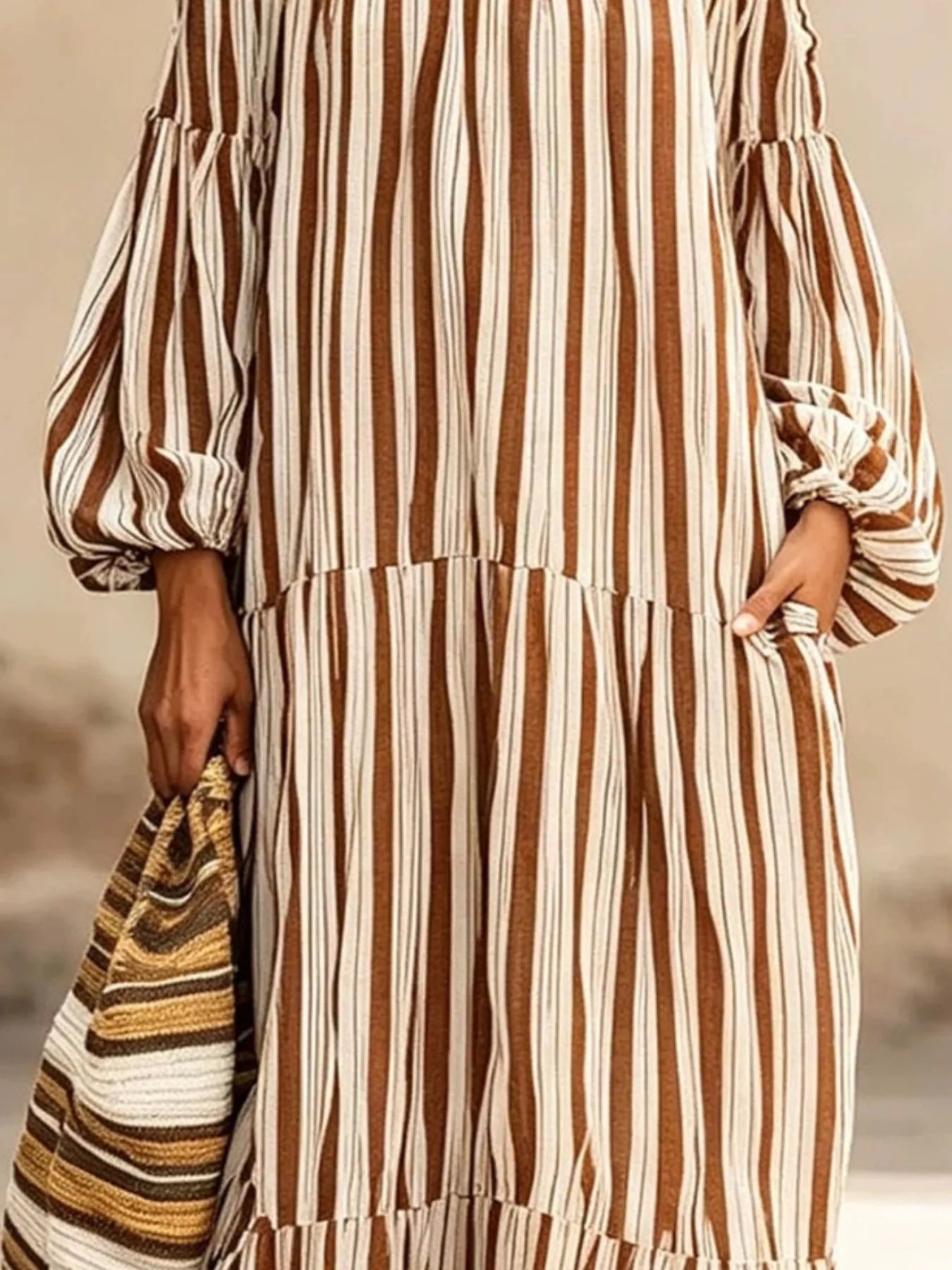 Trendsi Off-Shoulder Striped Maxi Dress -