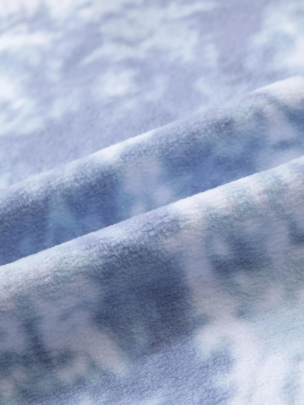 Tie-dye fabric on light blue abstract print fuzzy collar tunic jacket