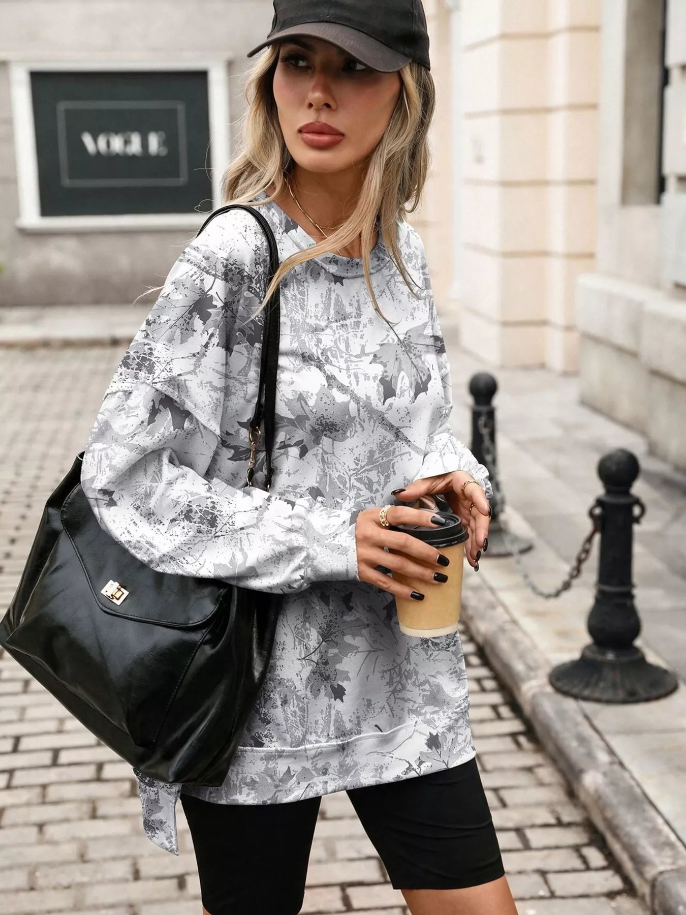 Trendsi Printed Round Neck Sweatshirt -