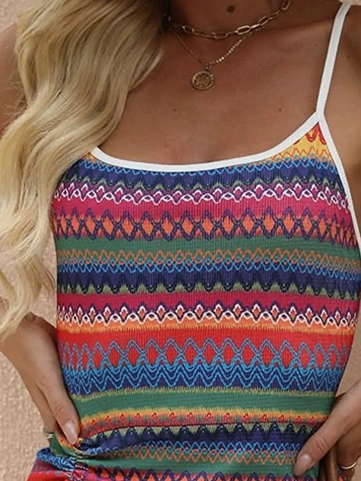 Scoop neck spaghetti-strap mini dress, construction and design details