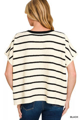 Trendsi Zenana Striped Oversize Sweater Top -