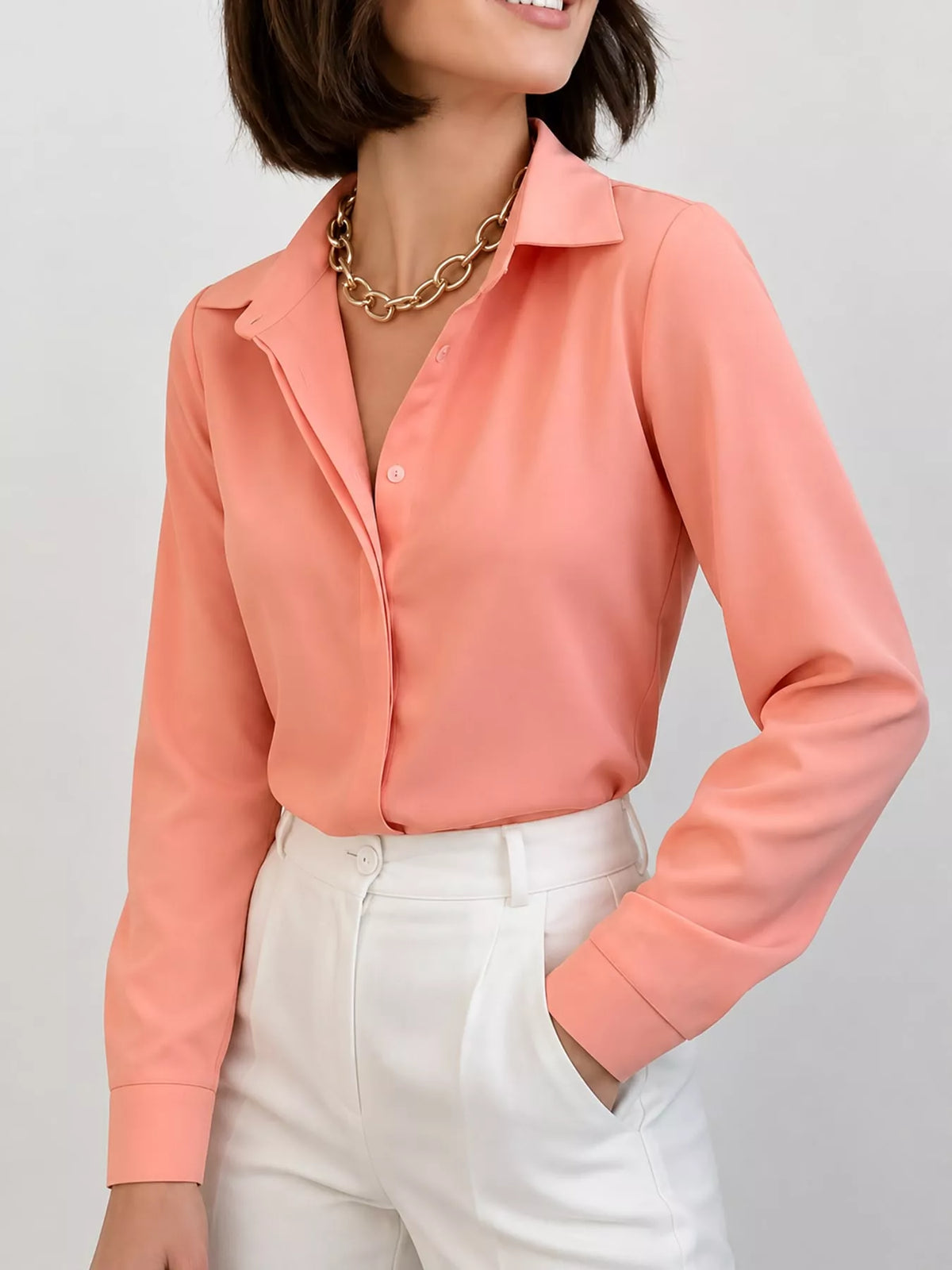 Button-up shirt, coral side