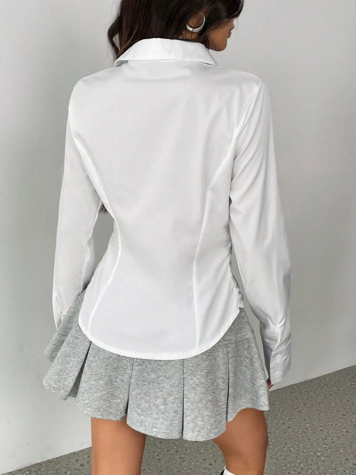 Ruched button shirt, white back