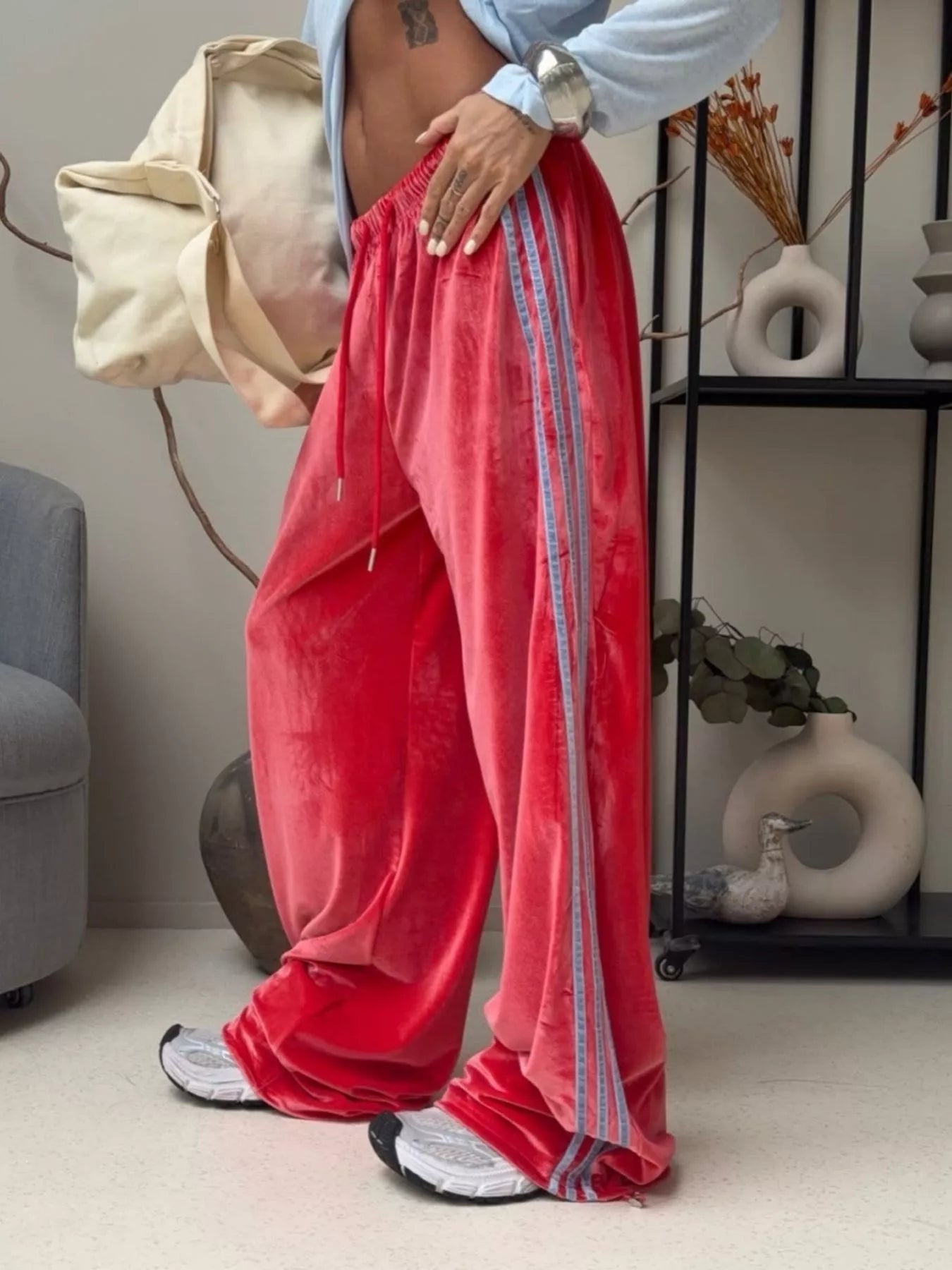 Trendsi Contrast Side Stripes Wide-Leg Pants -