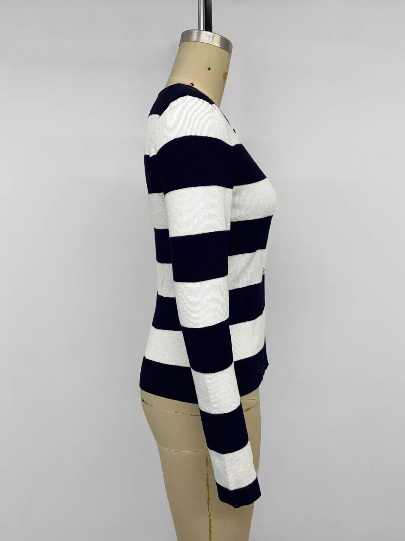 Trendsi Striped Button-Down Knit Cardigan -