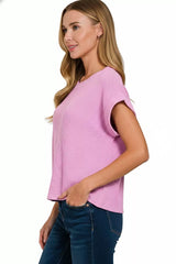 Trendsi Zenana Short Sleeve Crew Neck Sweater -