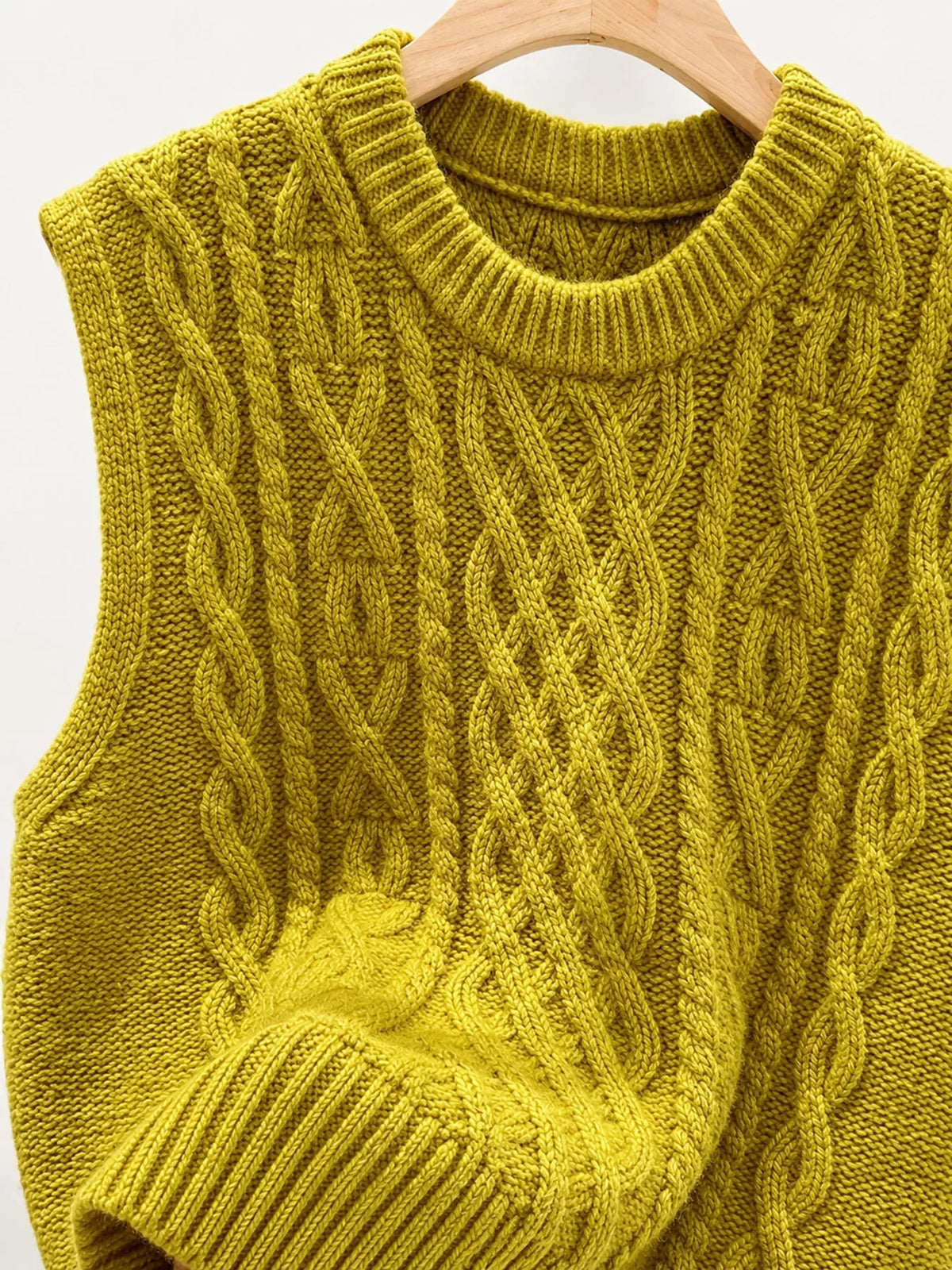 Yellow cable-knit sweater vest