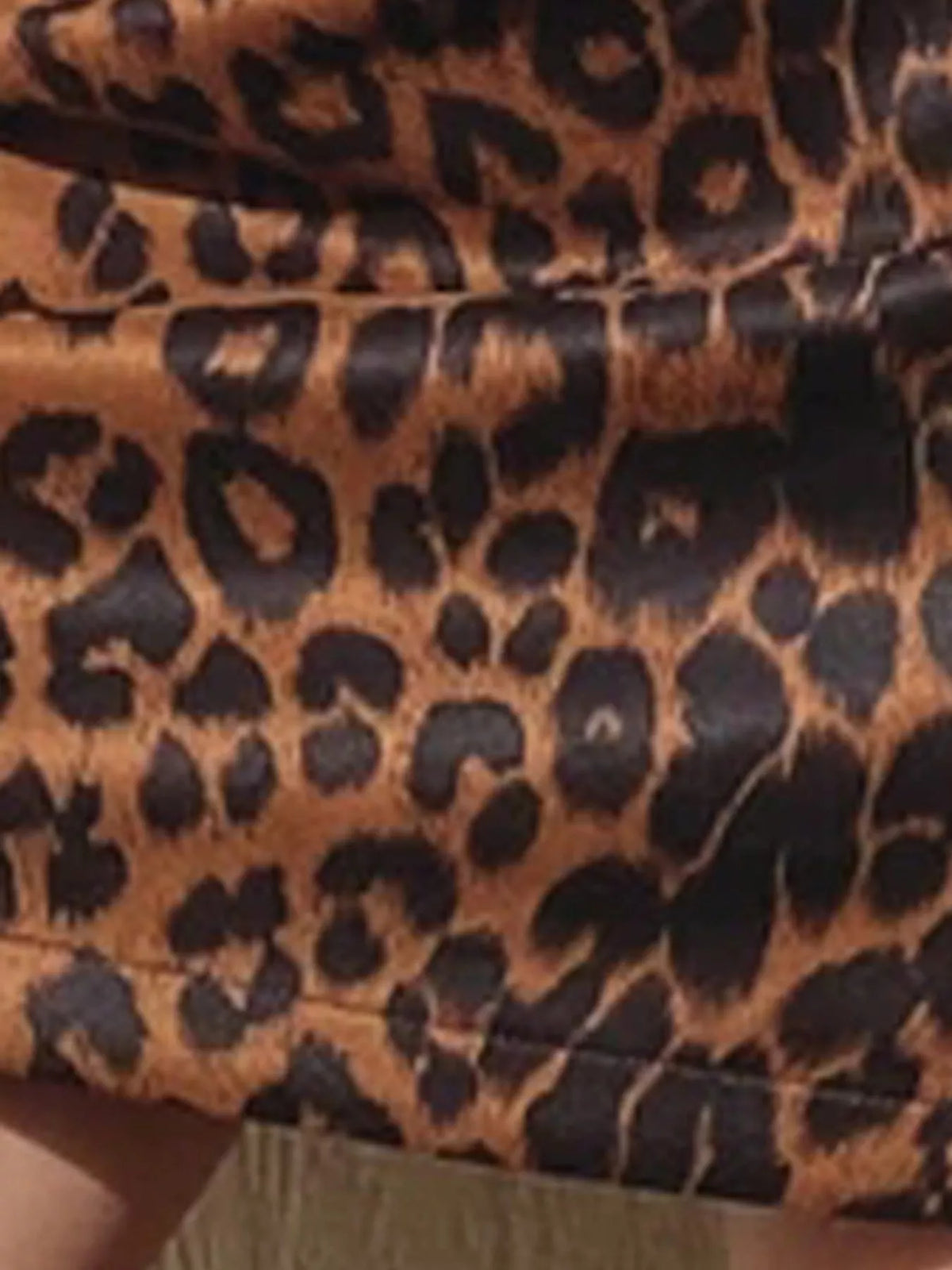 Zip-up mini skirt, brown leopard-print hem
