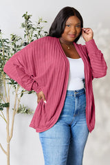 Trendsi Basic Bae Full Size Ribbed Cocoon Cardigan - Shirts