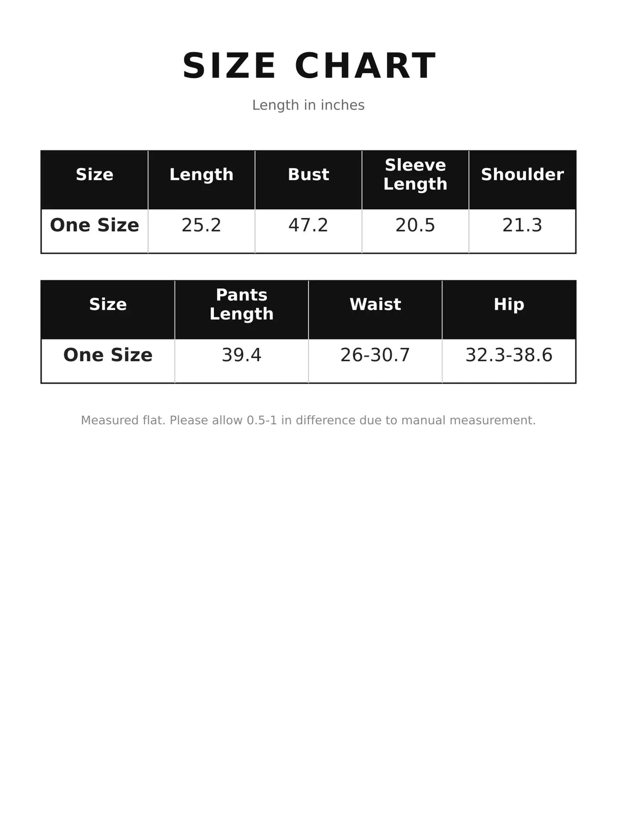 Cable-knit cardigan and pants set, size chart