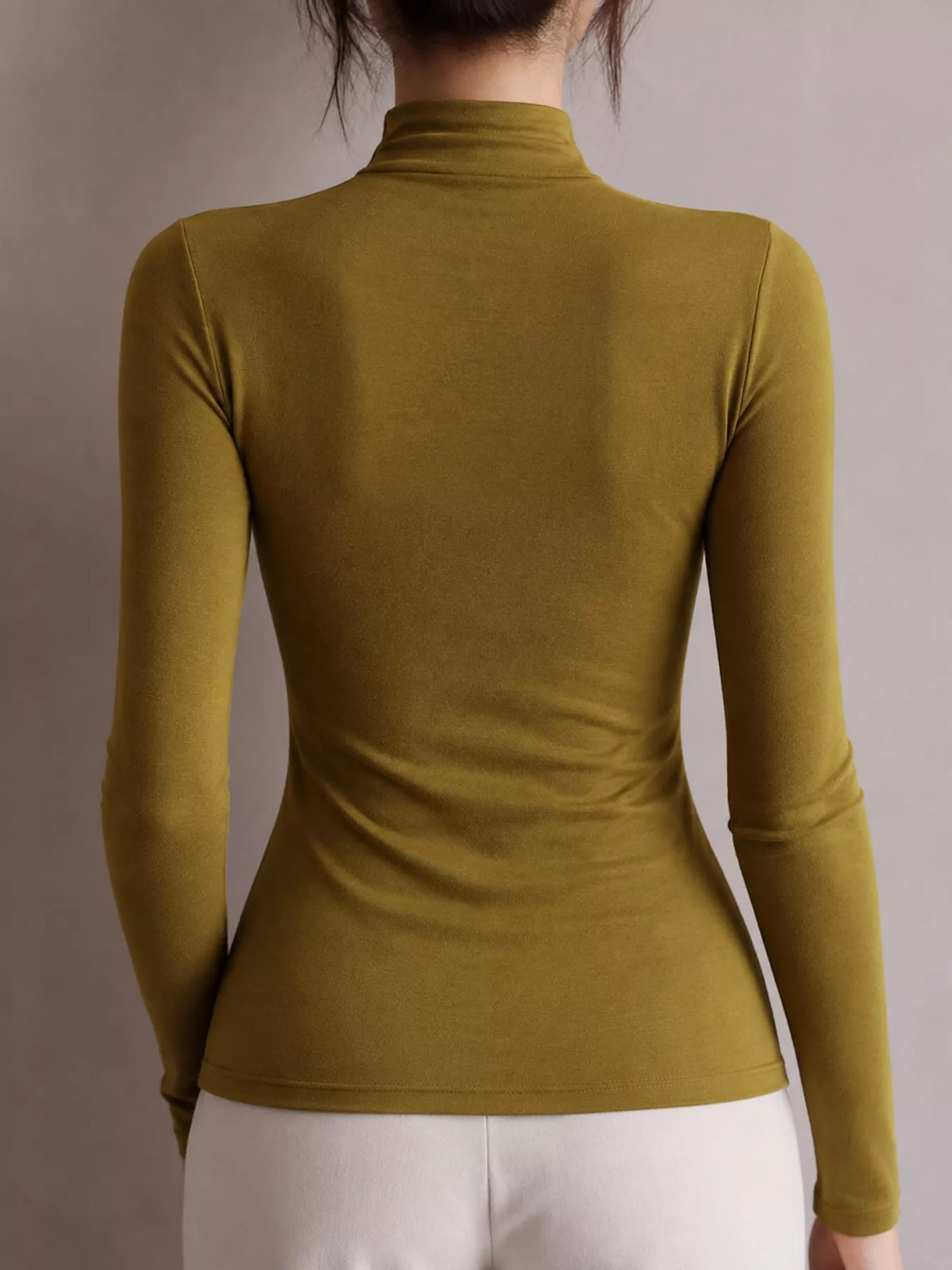 Slim-Fit Mock Neck Long Sleeve T-Shirt — back view