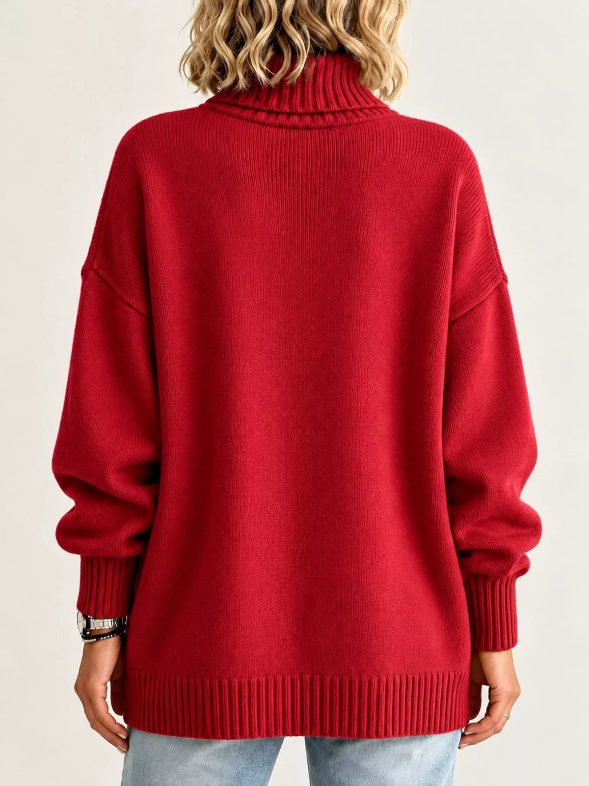 Oversized Turtleneck Pullover Sweater — back view