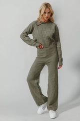 Trendsi Double Take Full Size Checkered Round Neck Top and Pants Set -