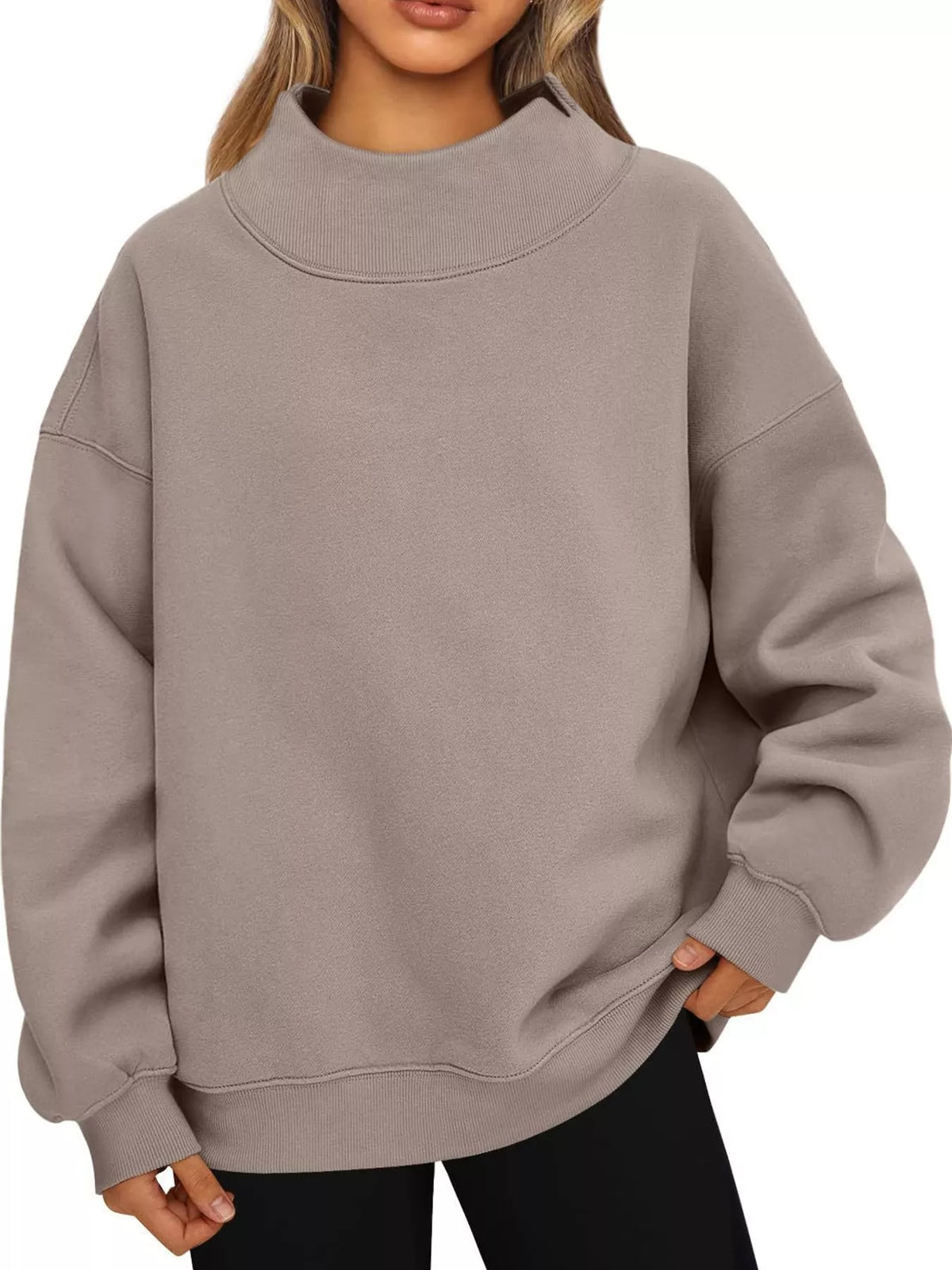 Oversized sweatshirt, taupe front