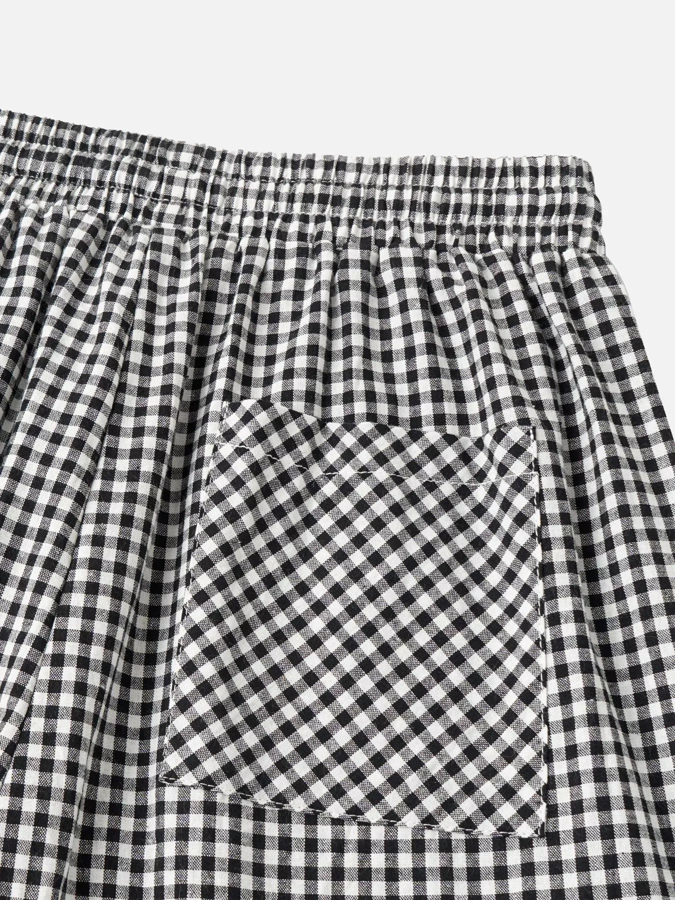 Trendsi High-Waisted Gingham Wide-Leg Drawstring Pants -
