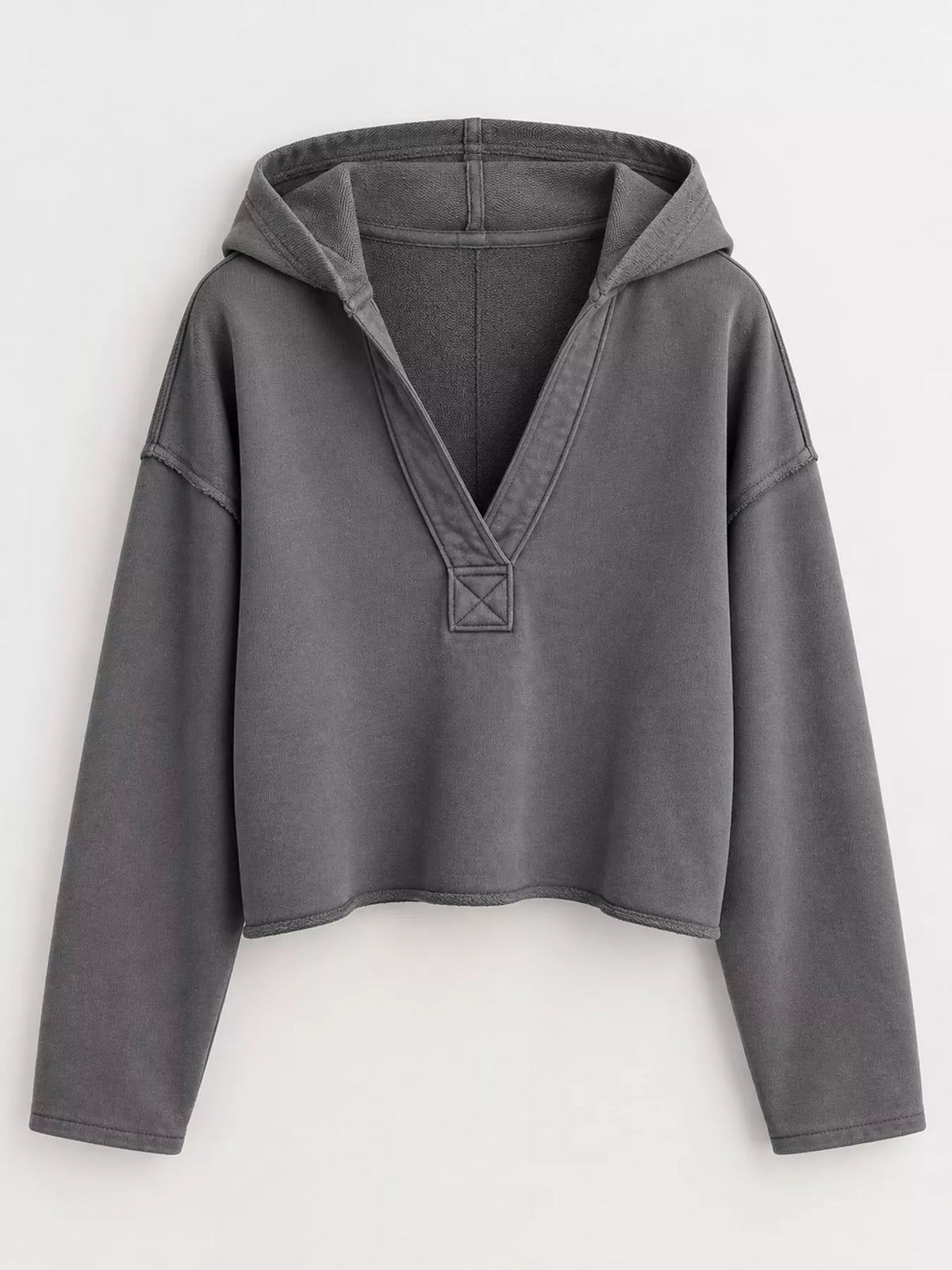 Cropped hoodie, dark gray flat lay