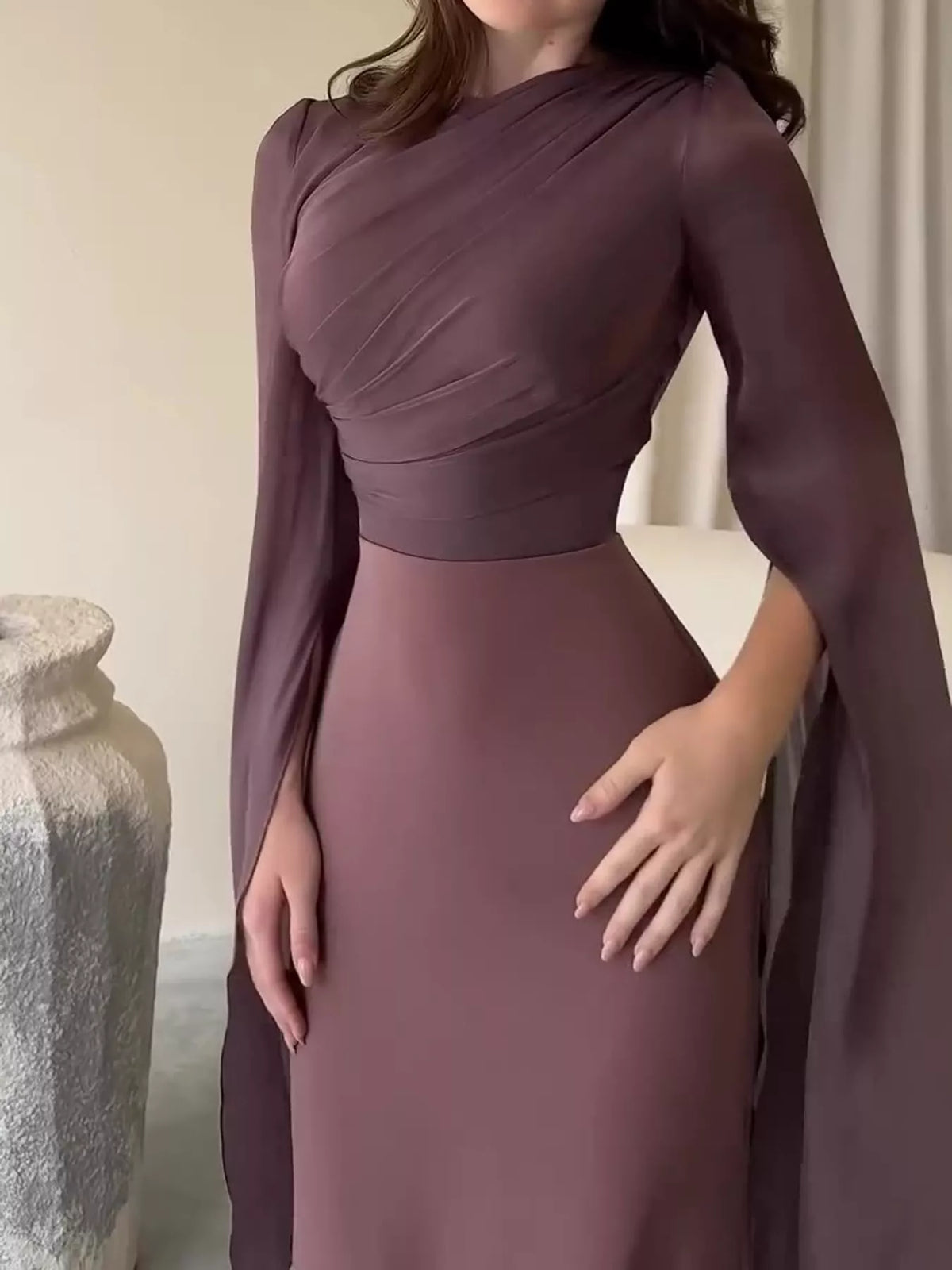 Round Neck Maxi Dress — front view
