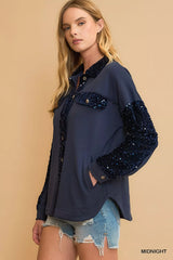 Trendsi Umgee Sequined French Terry Jacket -