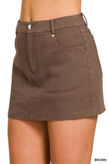 Trendsi Zenana Cotton Twill Lined Mini Skirts -