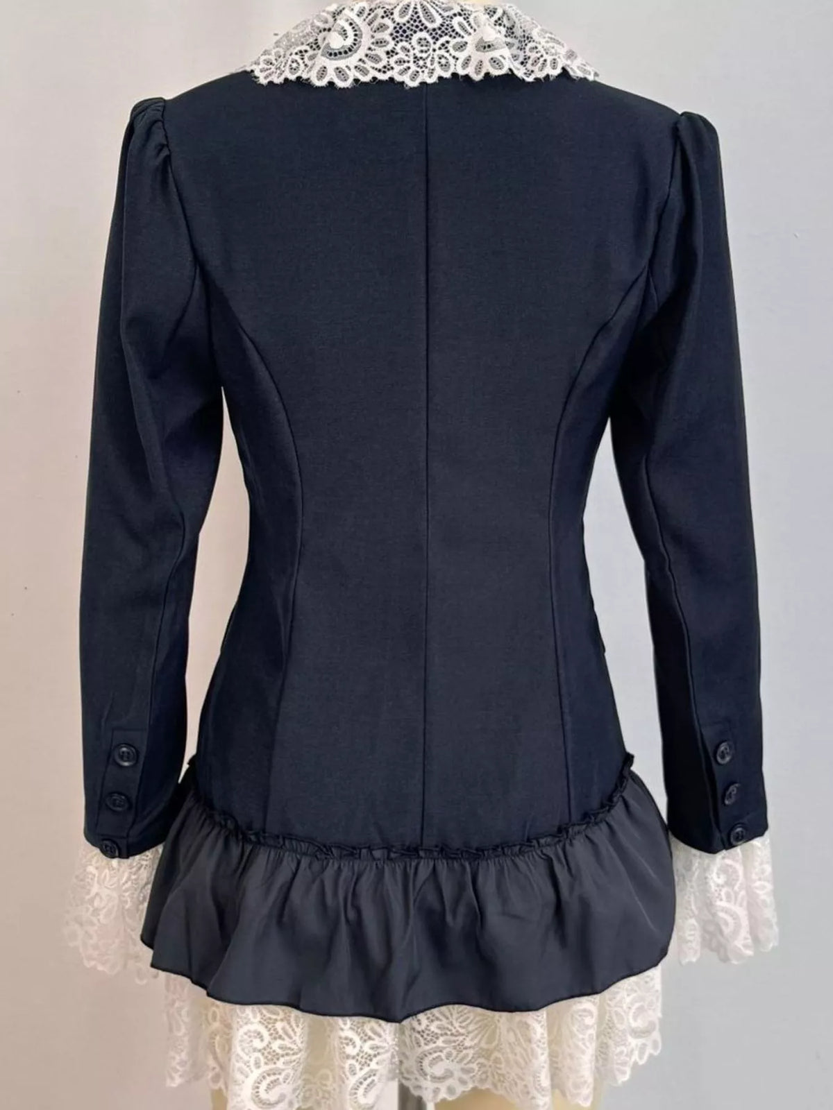 Collared long sleeve mini dress, back view