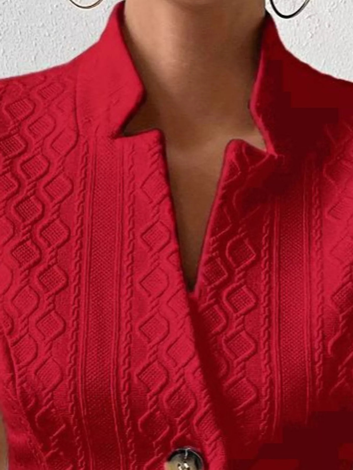 Textured Button-Down Vest in red, construction detail