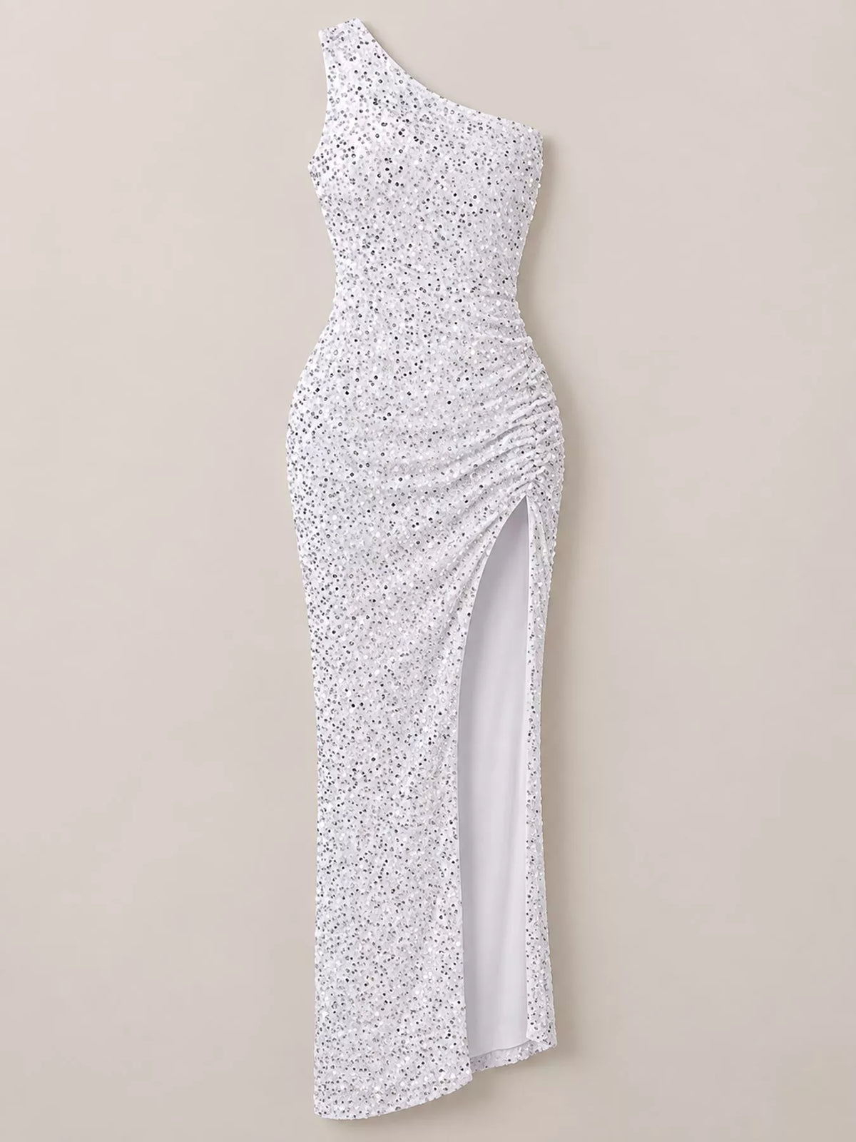 Sequin maxi dress, white flat lay