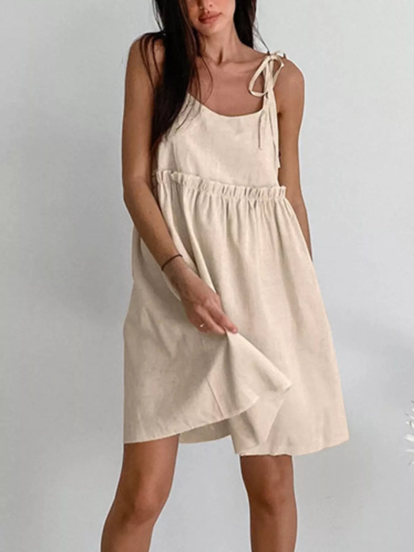 Trendsi Frill Tie Shoulder Mini Dress -