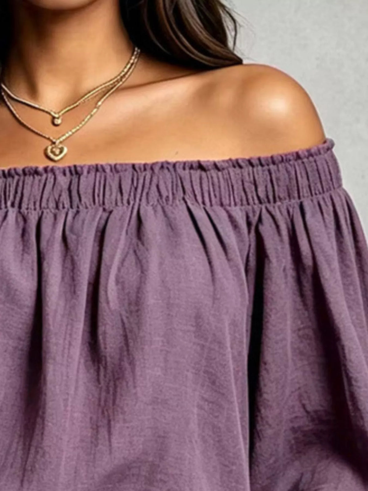 Mauve off-shoulder long sleeve blouse