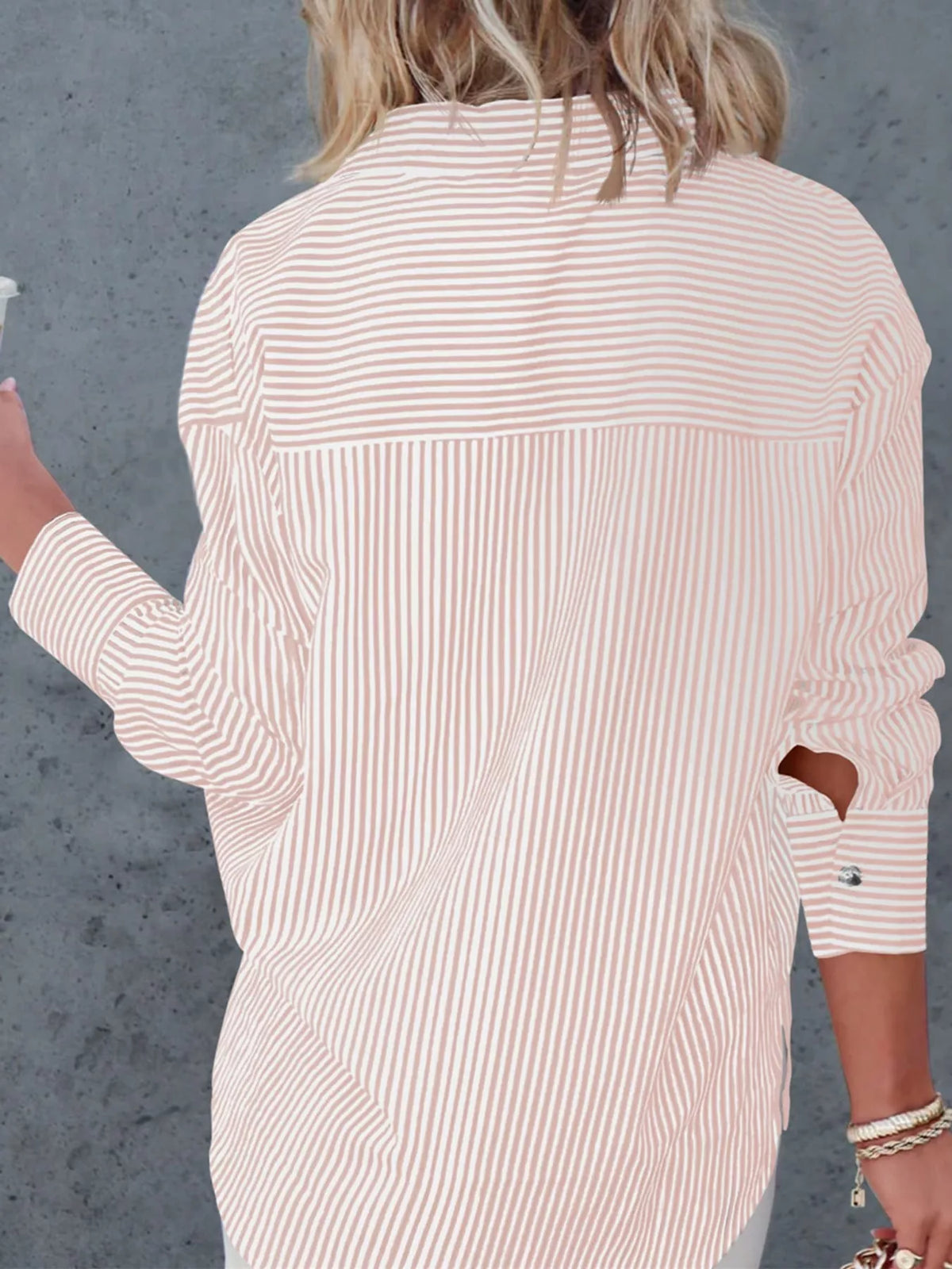 Light Pink striped button-down shirt, back view