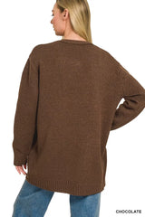 Trendsi Zenana Open Front Sweater Cardigan - Shirts