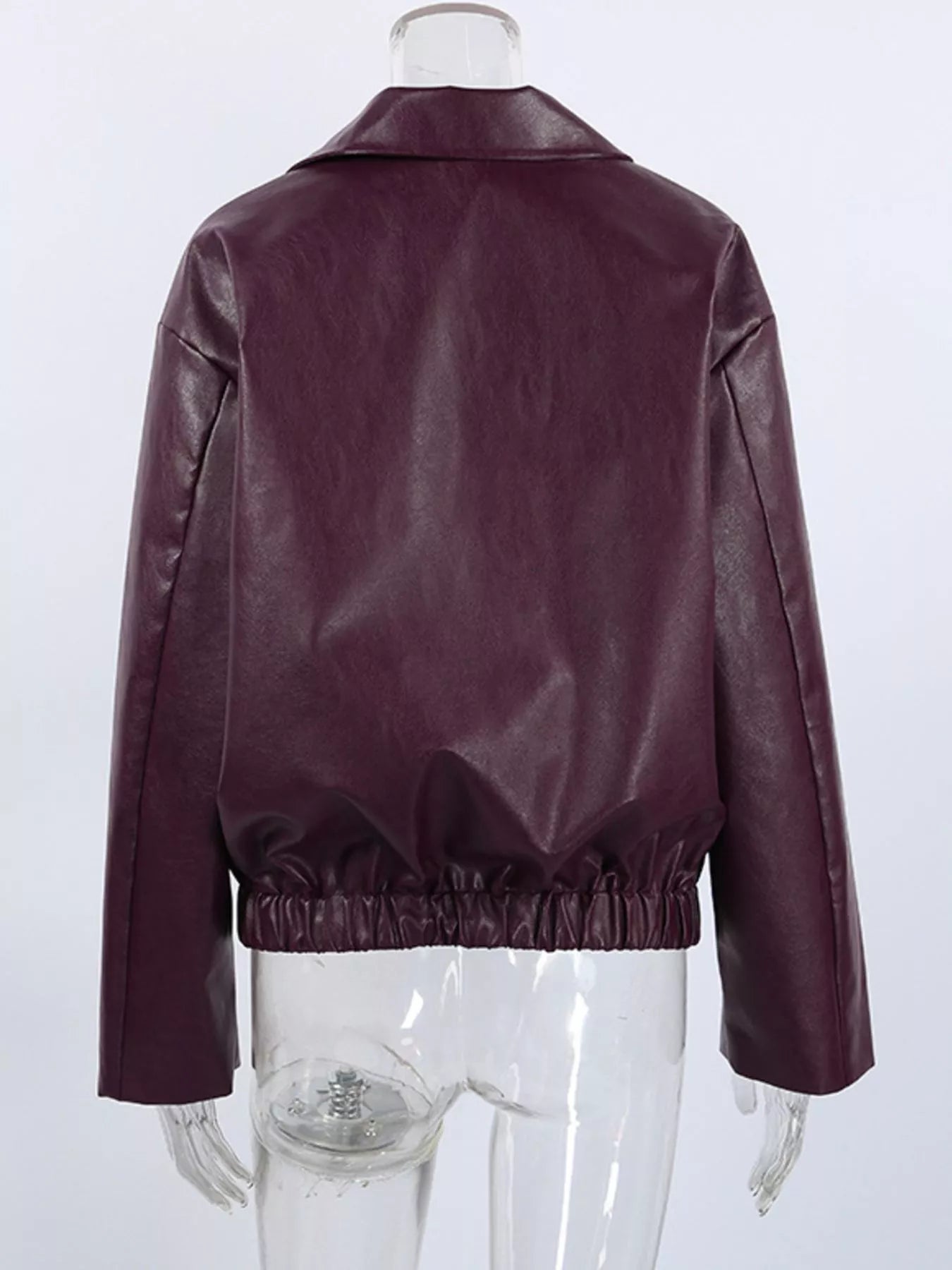 Trendsi Faux Leather Zip Up Jacket -