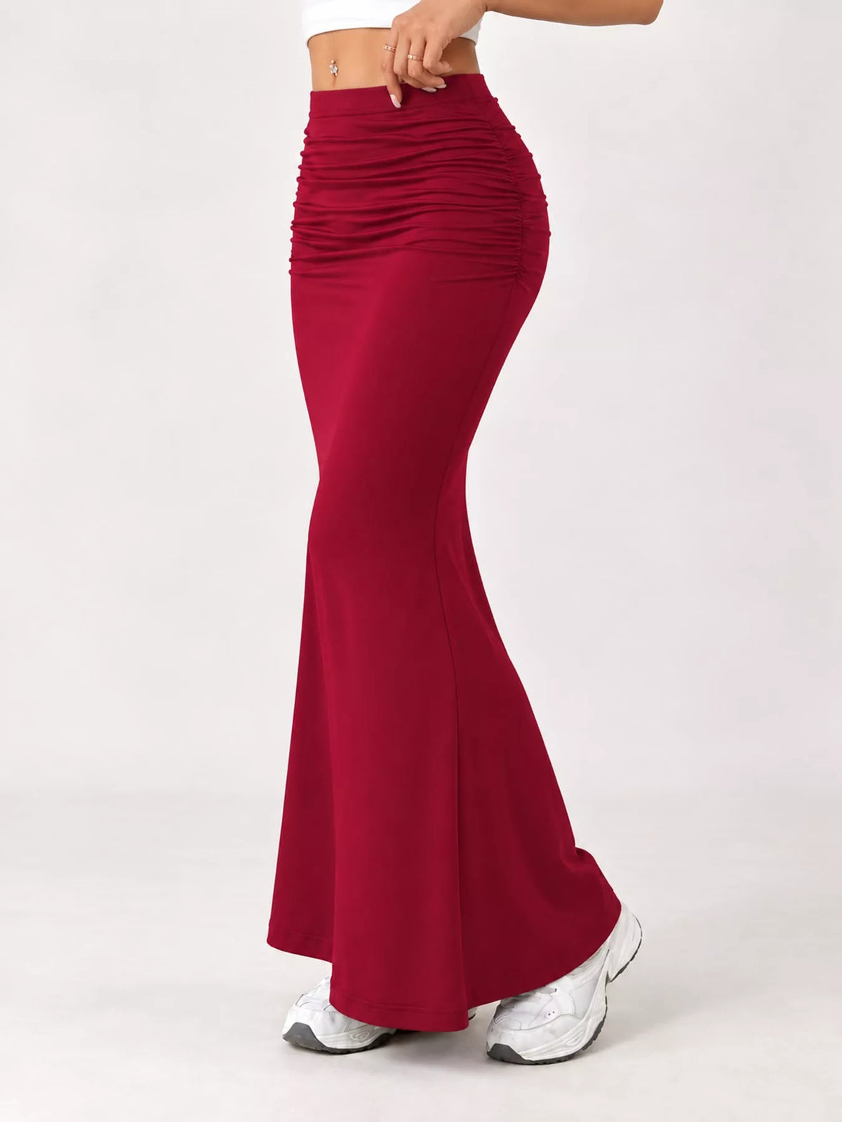 Ruched Maxi Skirt — front view