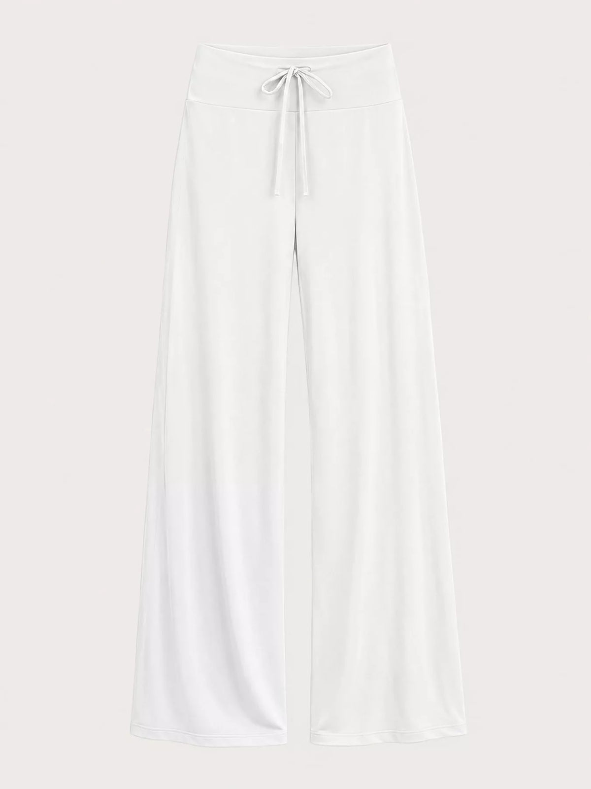 White drawstring wide-leg pants — front view