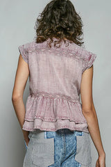 Trendsi POL Eyelet Embroidery Pintuck Sleeveless Cotton Blouse -