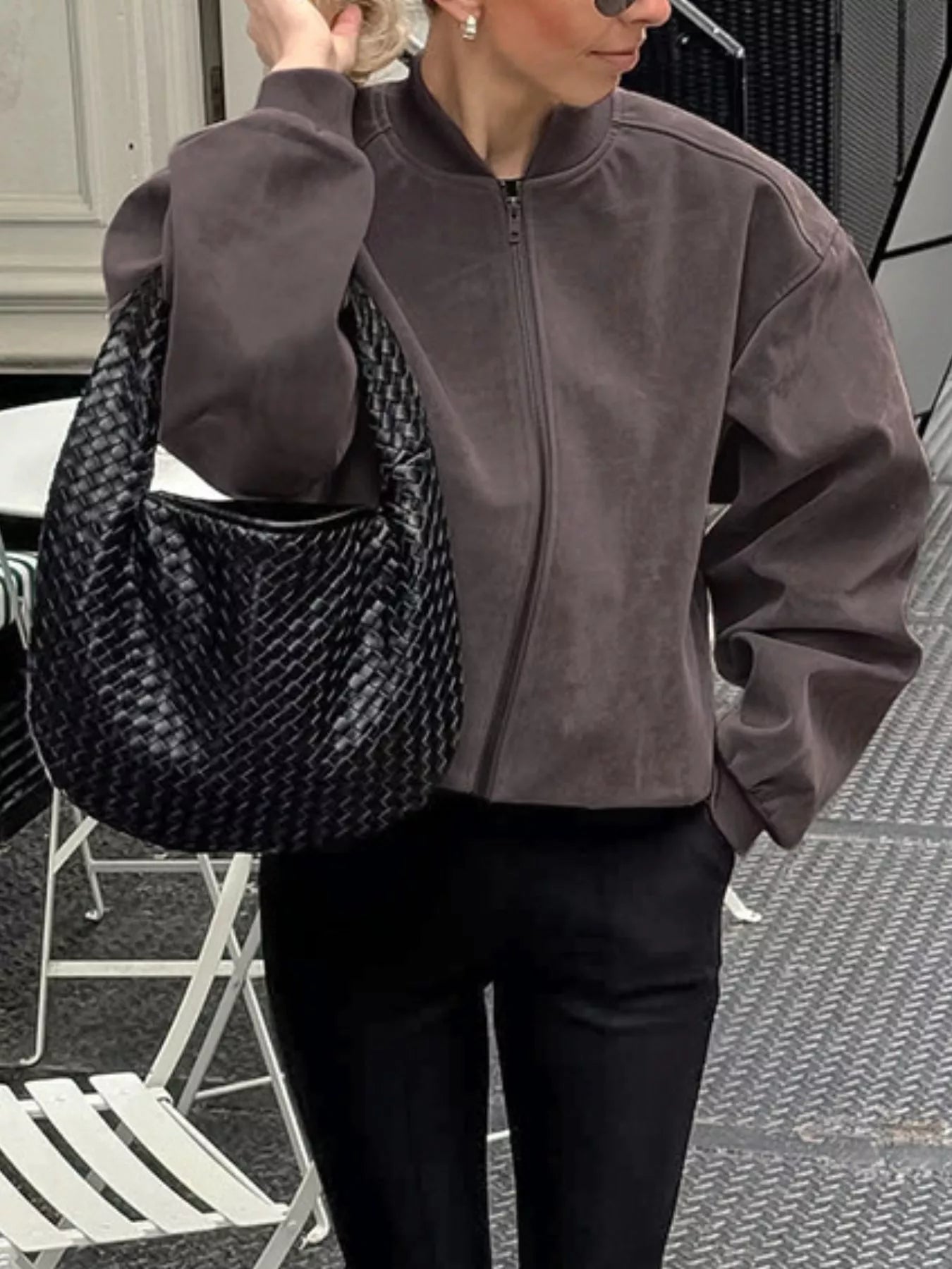 Trendsi Zip Up Dropped Shoulder Jacket -