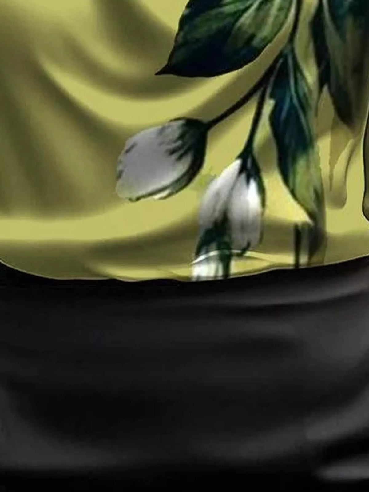 Green-Print satin cowl neck blouse