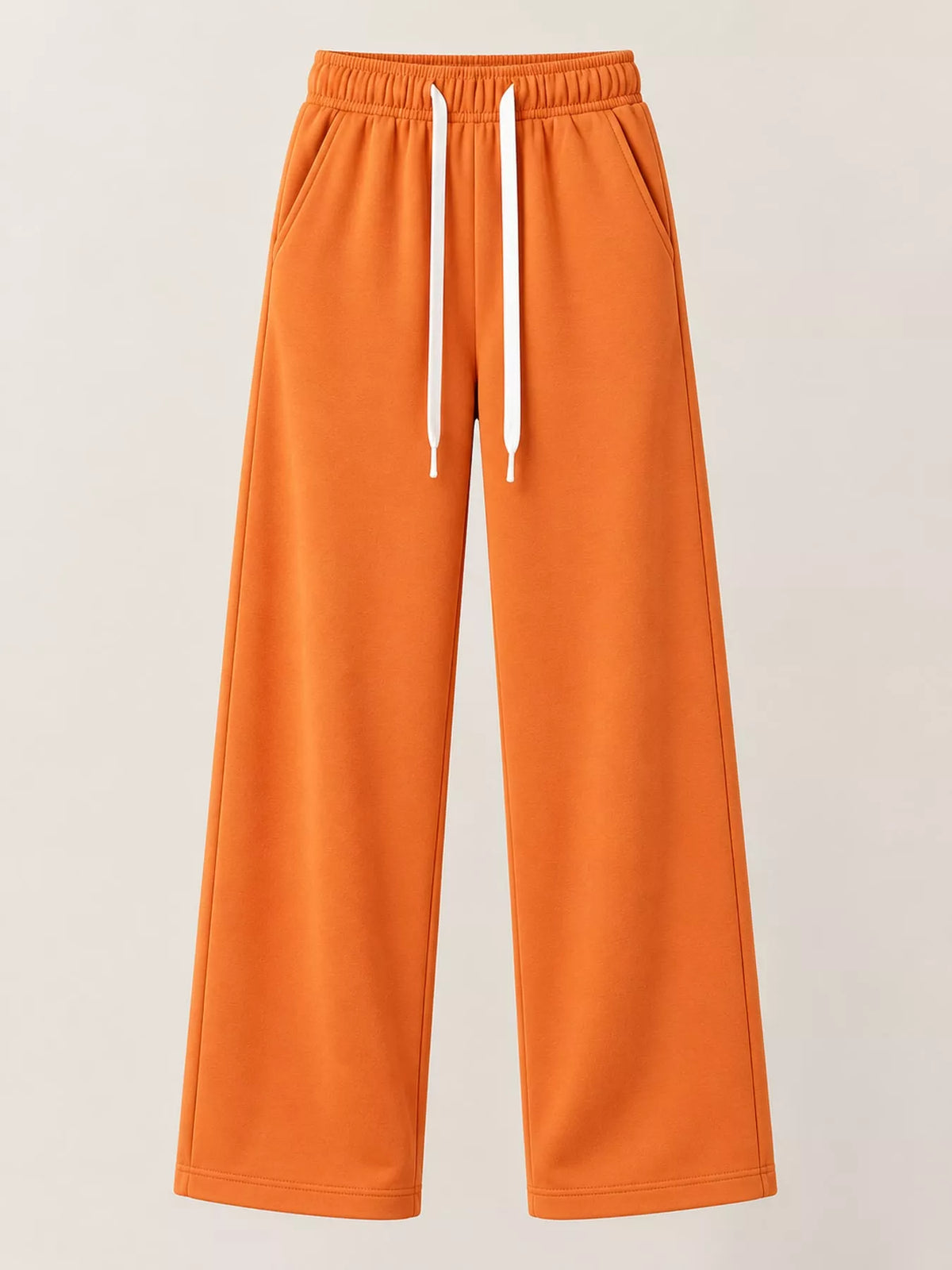 Orange wide-leg pants with drawstring