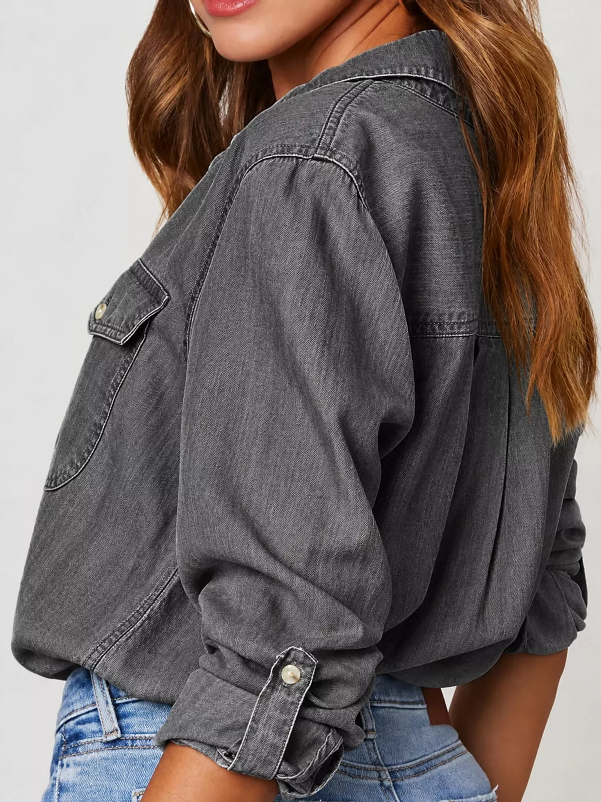 Dark Gray button-down denim shirt