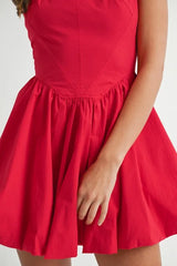 Trendsi MABLE Poplin Square Neckline Bubble Mini Dress -