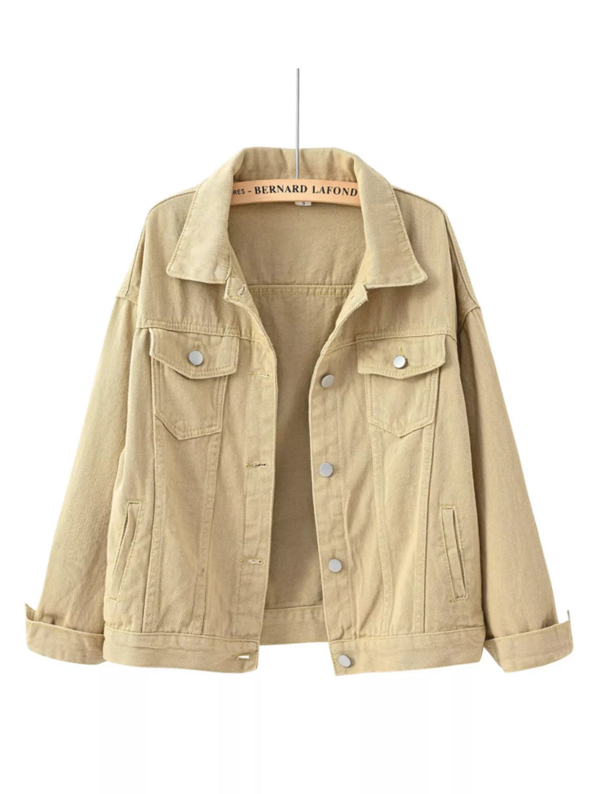 Button-Down Classic Cropped Denim Jacket — garment front