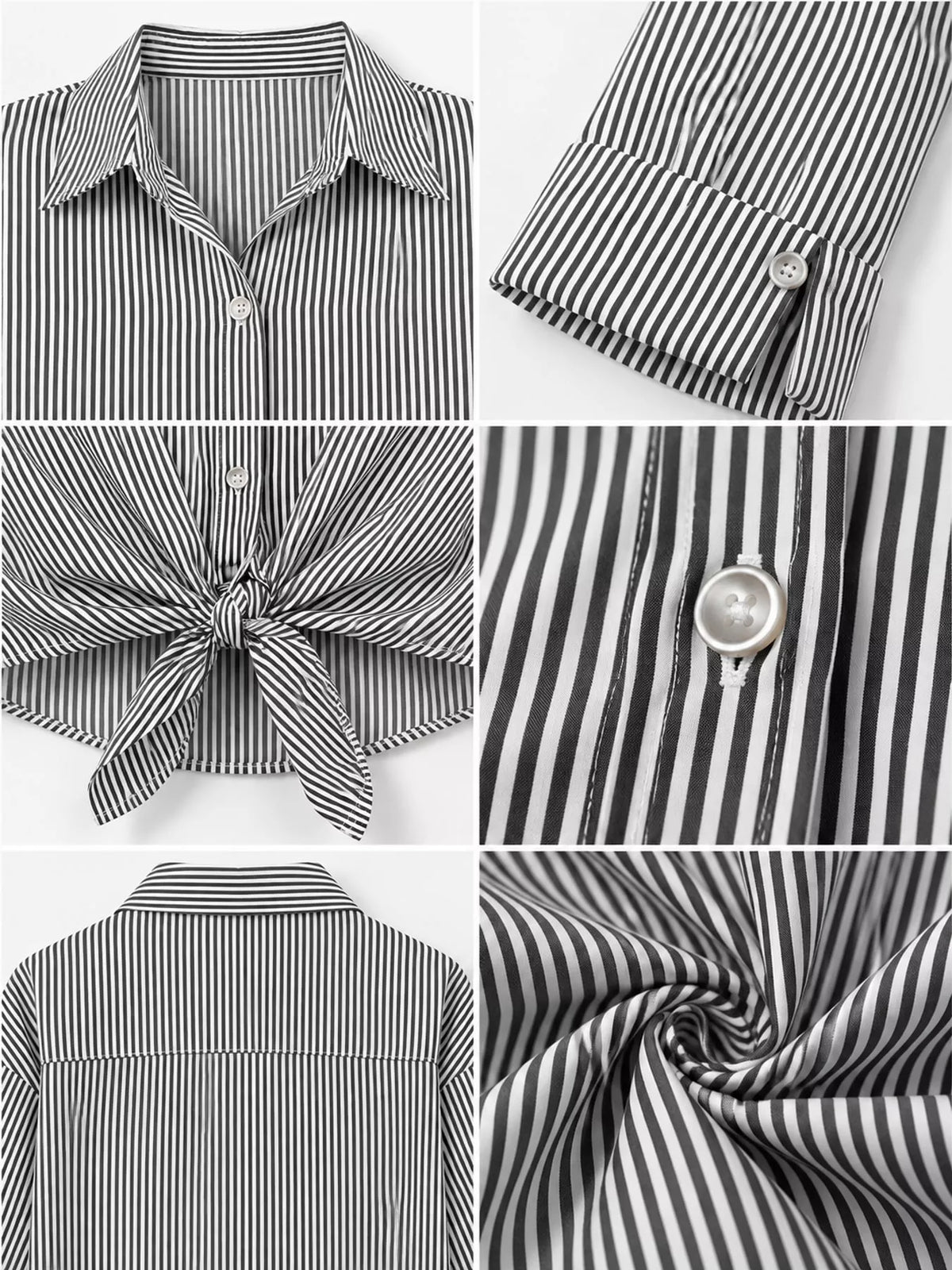 Black striped button-down shirt