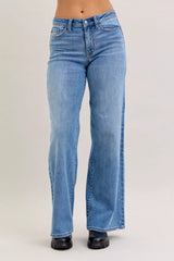 Trendsi Judy Blue Mid Rise Retro Wide Leg Jeans -