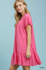 Trendsi Umgee Ruffle Hem Shift Mini Dress -