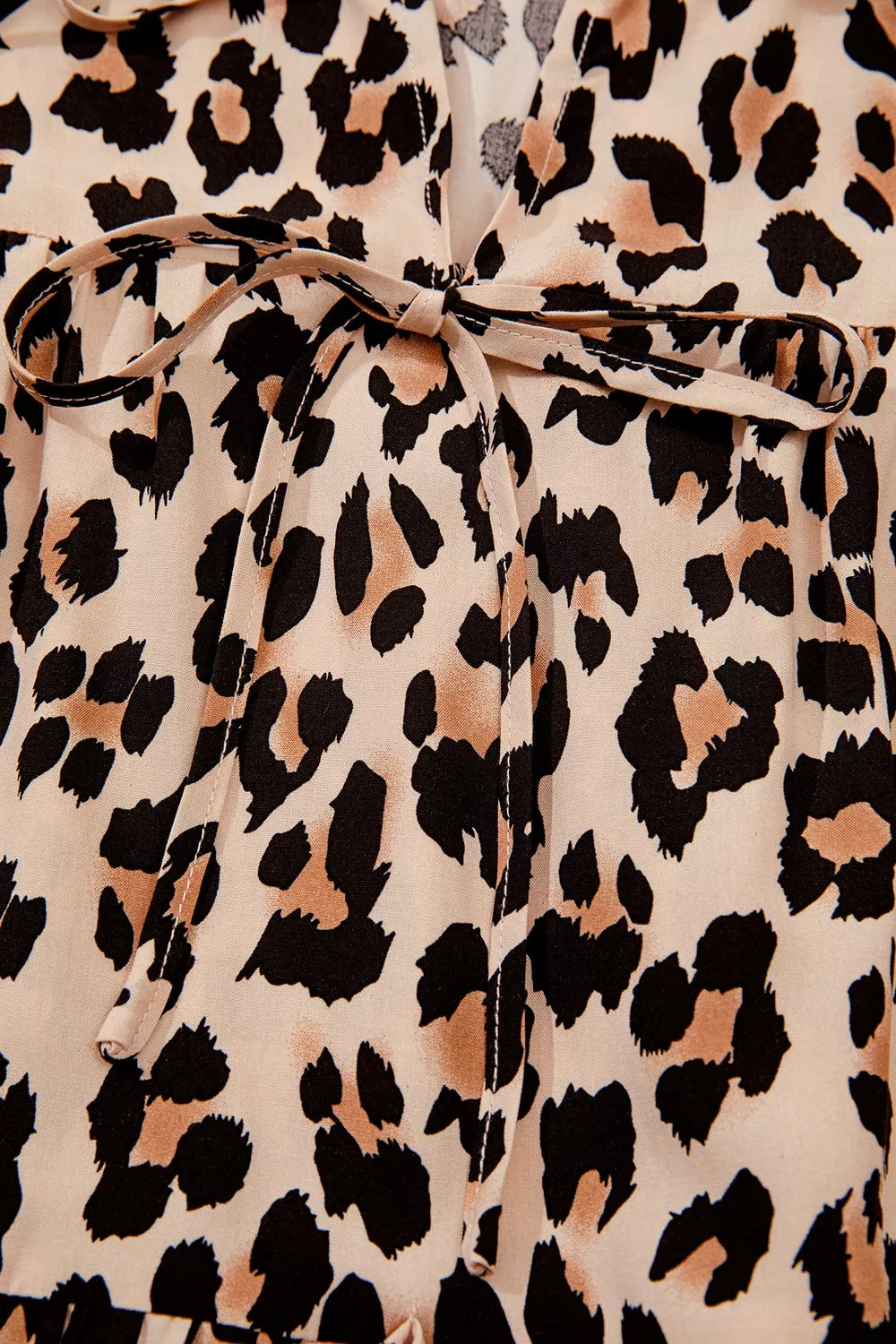 Trendsi Leopard Print Tie-Neck Blouse -